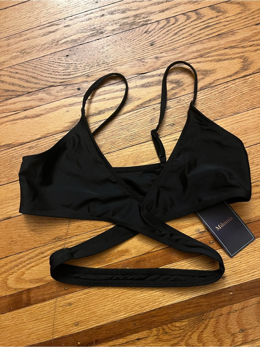 Black Wrap Bathing Suit Top